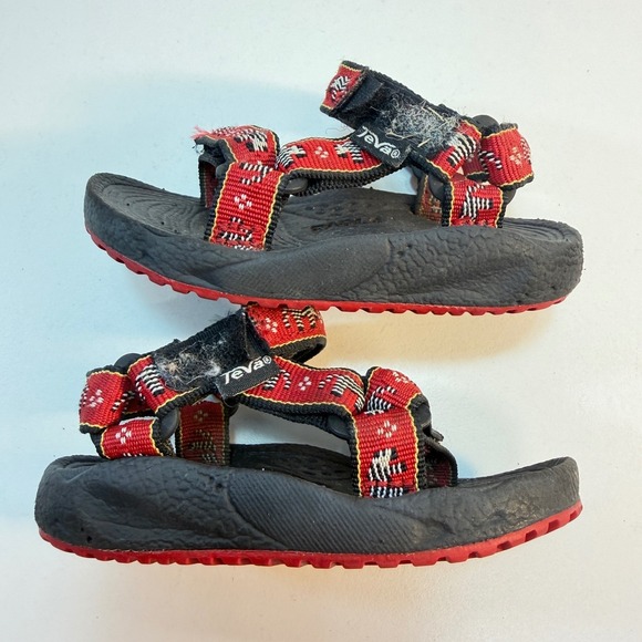 Teva Hurricane Sandals Kids Toddler Size 4 Black Red Zebra Print Strappy Outdoor - Picture 6 of 8